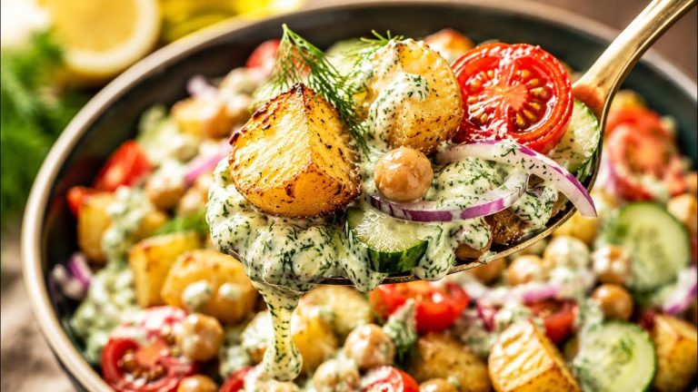 Potatoes with Chickpeas and Fresh Tzatziki