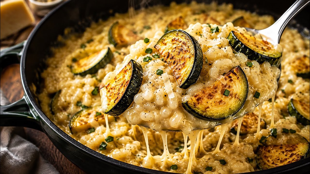 One zucchini and rice! I never expected this dinner to be so creamy.