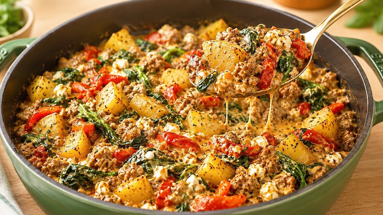 One-Pot Dish with Potatoes and Roasted Pepper Sauce