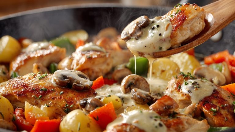 One-Pan Creamy Chicken with Potatoes and Vegetables