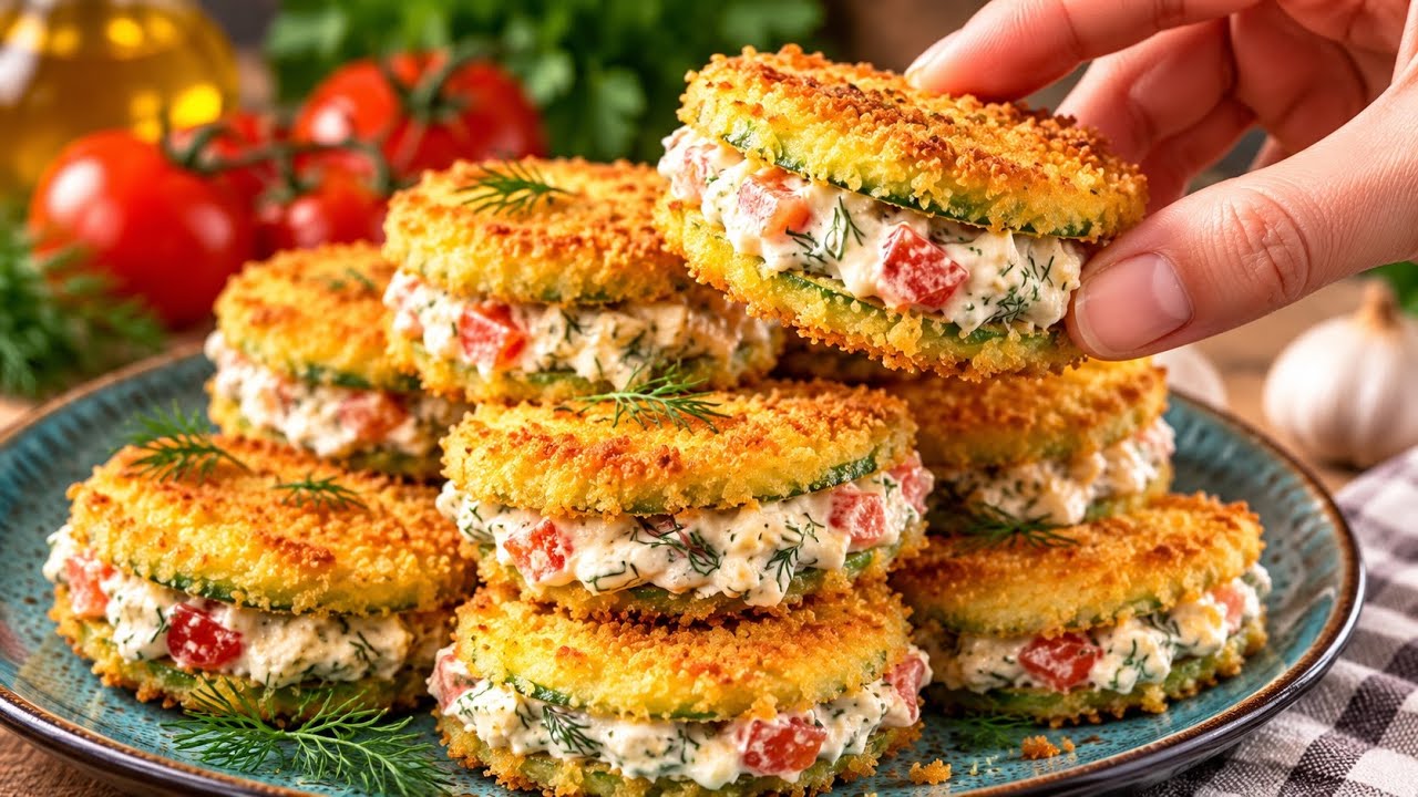 Crispy zucchini sandwiches 😍 You’ve never tasted zucchini this delicious!