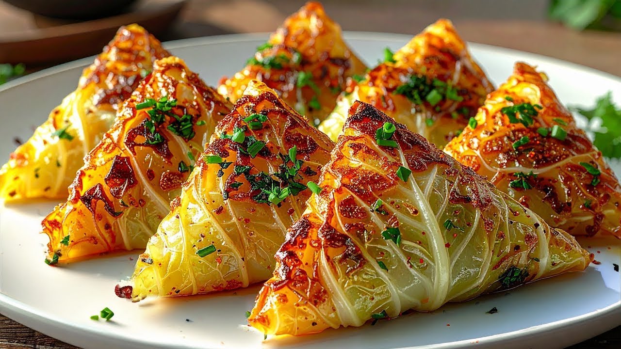 Cabbage Triangles with Vegetable Filling