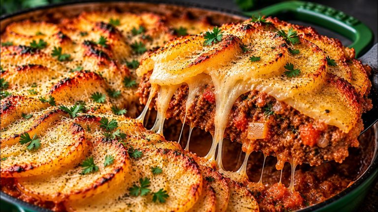Baked Potatoes with Ground Meat and Cheese